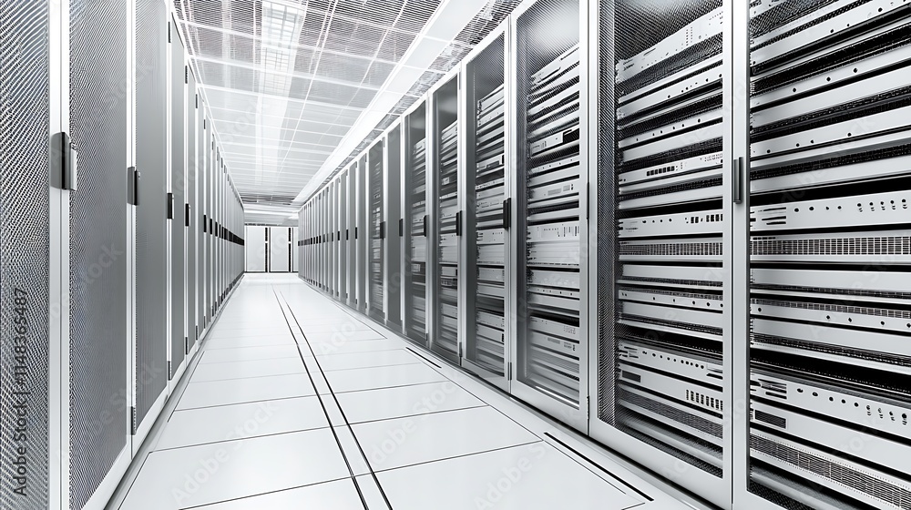 Aufkleber server room with data racks.