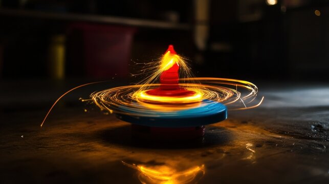 Energetic Light Trails Capturing Rotational Movement