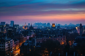 Fototapeta premium The hague skyline showing ridderzaal and binnenhof at dusk