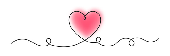 Fototapeta premium One line heart. Heart in continuous line art style. Hand drawn heart and love concept for Valentines Day, greeting cards, and charity. Vector