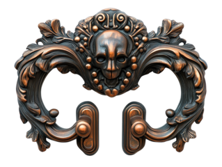 Ornate Skull Door Handle  Antique Bronze  Gothic Decor