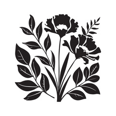 Vector black silhouettes of flowers isolated on a white background. Beautiful flower vase flower pot silhouette vector illustration isolated on a white background flower vector set