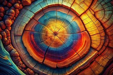 Fototapeta premium Stunning Tree Cross Section Portrait Photography: Generative AI Art, Detailed Wood Grain, Nature's Beauty, Botanical Art