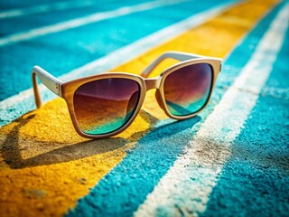 Stylish Sunglasses Summer Fashion Photography Chalk Line Background - Trendy Eyewear Product Shots