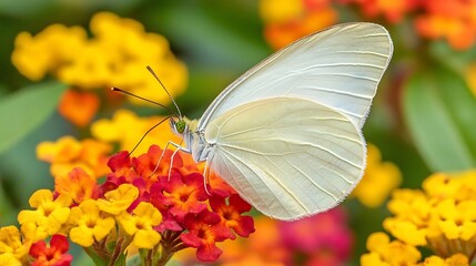 Obraz premium Butterfly on colorful flowers.