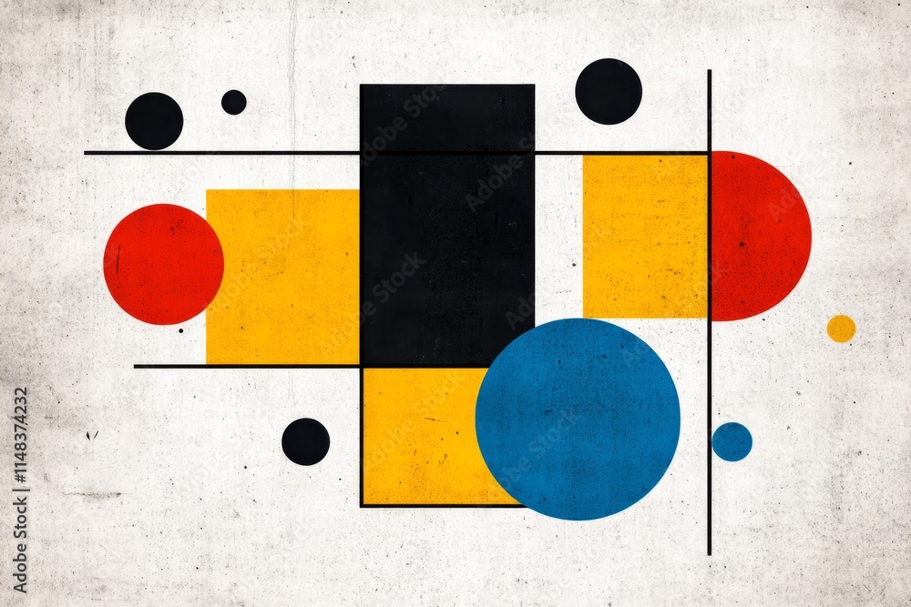 Fototapete A modern geometric poster design featuring stacked rectangular blocks, arranged in a rhythmic pattern with bold contrasting colors