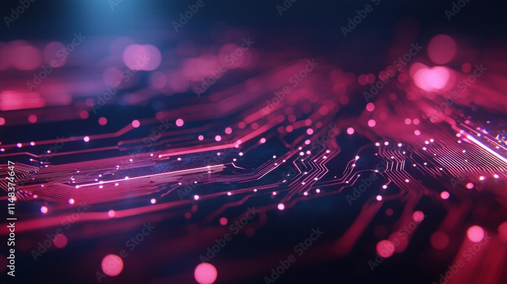 Poster abstract illustration of neural pathways with vibrant artificial intelligence elements