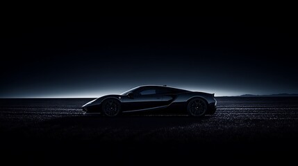 Dark sports car on a desert.