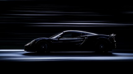 Black car with motion blur.