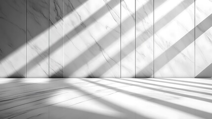 Obraz premium White marble wall, floor with sunlight.