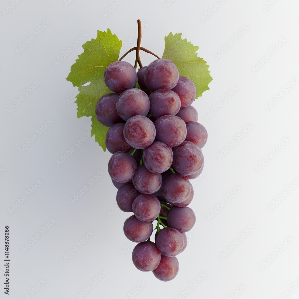 Poster realistic 3d rendering of grapes showing natural curvature and texture, placed individually in clear
