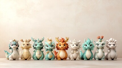 Twelve zodiac animals holding colorful sections of a dragon s body in a dynamic and collaborative dragon dance formation celebrating a vibrant cultural tradition and folklore