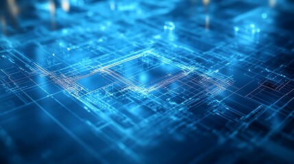 Obraz premium Digital lights illuminate the sleek futuristic design of a snowy building wallpaper image