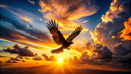 Sunset Bird Flight Photography, Flying Bird Silhouette, Golden Hour Bird, Avian Sunset, Birds in Twilight, Night Sky Bird