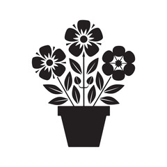 Vector black silhouettes of flowers isolated on a white background. Beautiful flower vase flower pot silhouette vector illustration isolated on a white background flower vector set