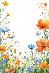 Obraz premium Vibrant floral composition a beautiful watercolor arrangement of wildflowers in vivid colors capturing the essence of nature's bounty