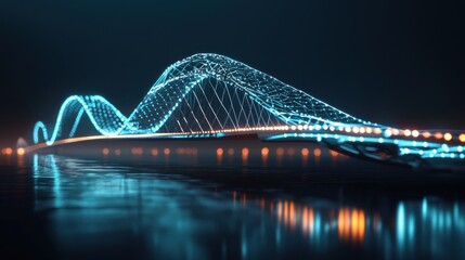 Obraz premium Futuristic Bridge at Night: A Digital Masterpiece