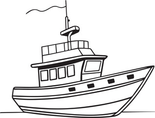 Obraz premium modern minimalist of a cruise ship black vector on white background 