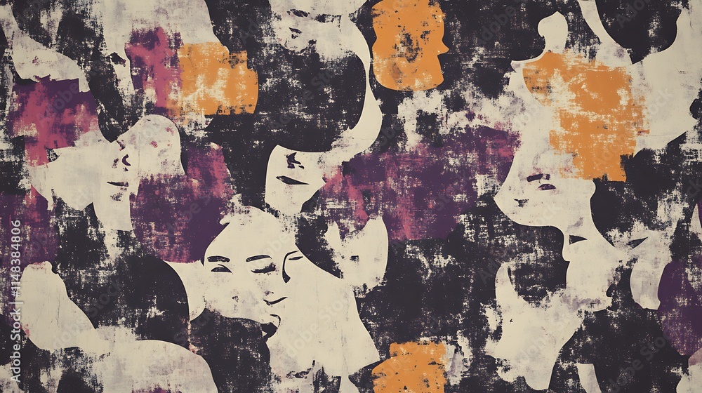 Aufkleber abstract faces with various colors.