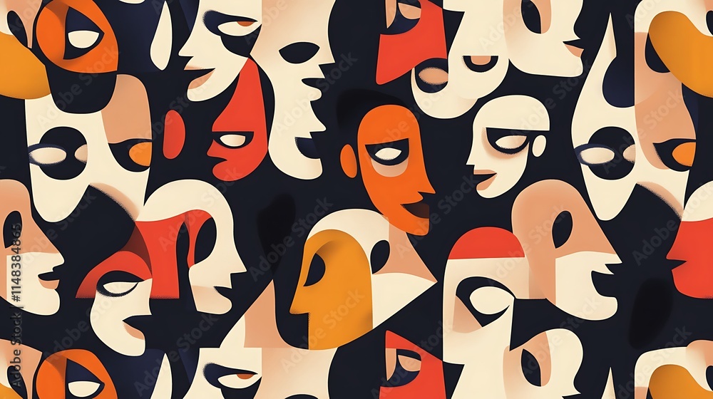 Poster faces abstract pattern.