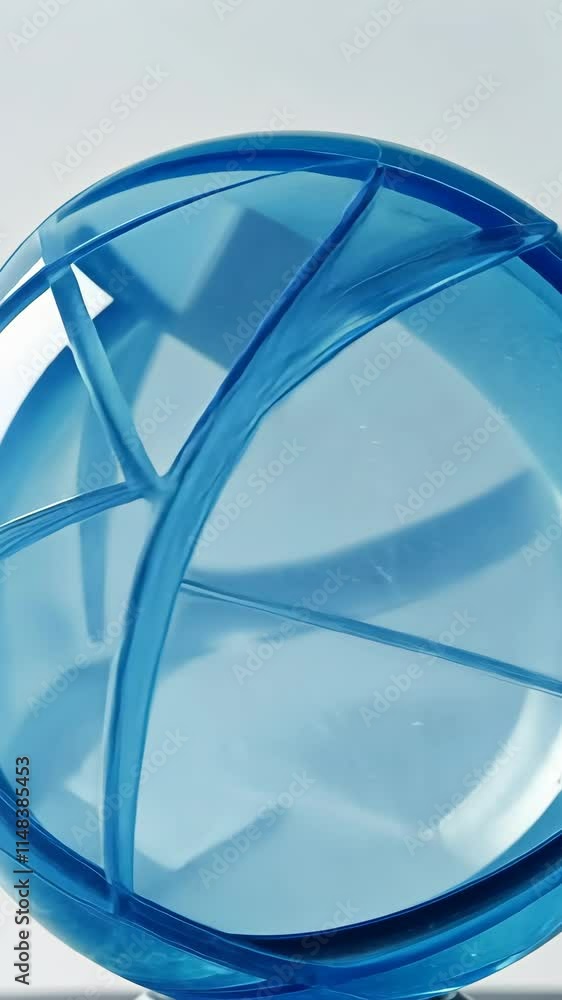 Poster detailed close-up of a transparent blue sphere showing intricate internal structure and reflections