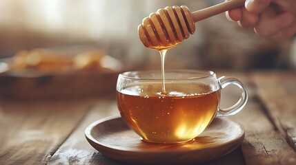 Honey dripped into tea.
