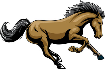 Running Horse Vintage Cartoon Vector Illustration for poster, flyer, social media, web pages, print media, greeting card, invitation, banner, t-shirt design