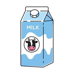 Tall vanilla milk carton clipart. Cute flat vector illustration of vanilla-flavored dairy drink. Ideal for prints, signs, and symbols. Simple and charming design.