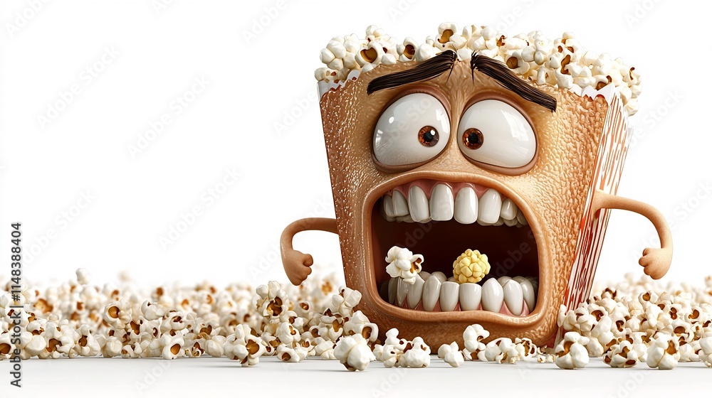 Poster 3d cartoon animation depicting a cracked tooth character frowning in discomfort as it struggles with