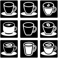 Abstract Love-Themed Coffee Cup Art with Curved Lines and Simple Elegance