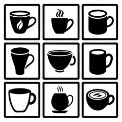 Obraz premium Abstract Love-Themed Coffee Cup Art with Curved Lines and Simple Elegance