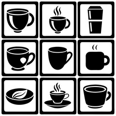 Obraz premium Abstract Love-Themed Coffee Cup Art with Curved Lines and Simple Elegance