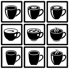 Abstract Love-Themed Coffee Cup Art with Curved Lines and Simple Elegance