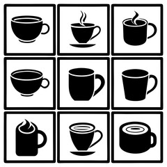 Obraz premium Abstract Love-Themed Coffee Cup Art with Curved Lines and Simple Elegance