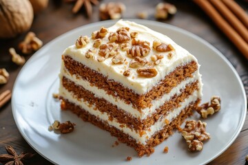 Delicious Layered Carrot Cake with Walnuts and Cream Cheese Frosting