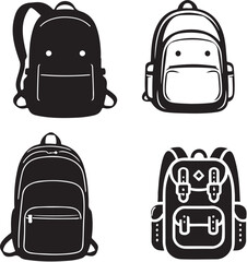 Backpack Silhouette Vector Icon Set - High-Quality Editable Graphics for Design

