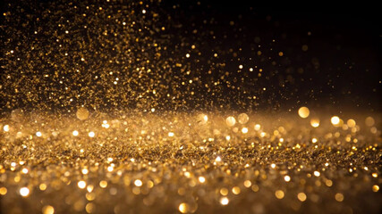 Obraz premium Golden Glitter Falling on Black: A Luxurious and Enchanting Backdrop