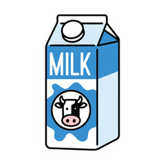 Tall vanilla milk carton clipart. Cute flat vector illustration of vanilla flavored dairy drink. for prints, signs, and symbols. Simple and charming design.