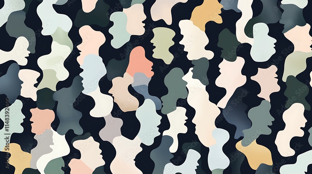 Poster faces crowd pattern.