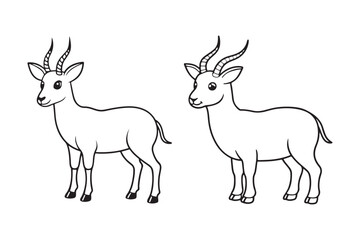 Goat line art vector illustration, Goat silhouette vector 