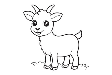 Goat line art vector illustration, Goat silhouette vector 