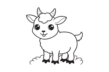 Goat line art vector illustration, Goat silhouette vector 