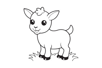 Goat line art vector illustration, Goat silhouette vector 