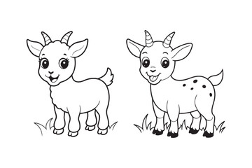 Goat line art vector illustration, Goat silhouette vector 