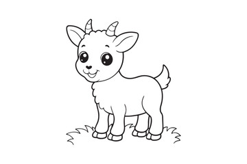 Goat line art vector illustration, Goat silhouette vector 