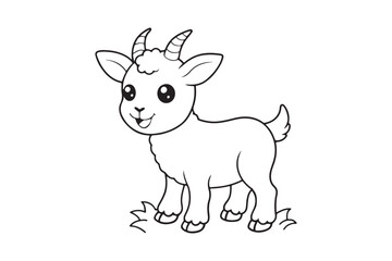 Goat line art vector illustration, Goat silhouette vector 