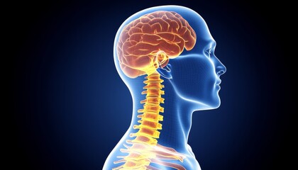 Human Skeletal System, Brain And Spine, Anatomy, Anatomy, Bones, 3D Rendered Illustration