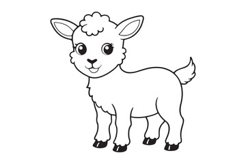 Goat line art vector illustration, Goat silhouette vector 