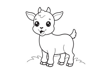 Goat line art vector illustration, Goat silhouette vector 