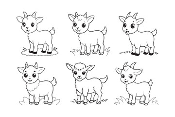 Goat line art vector illustration, Goat silhouette vector 